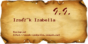 Izsák Izabella névjegykártya